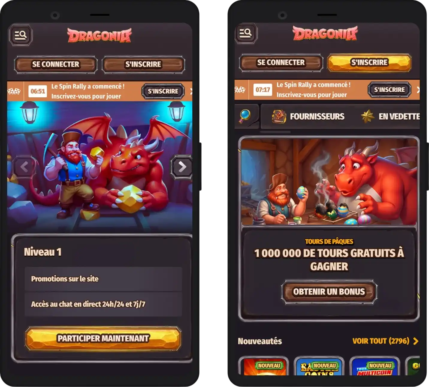 Version mobile et application de casino Dragonia pour smartphone