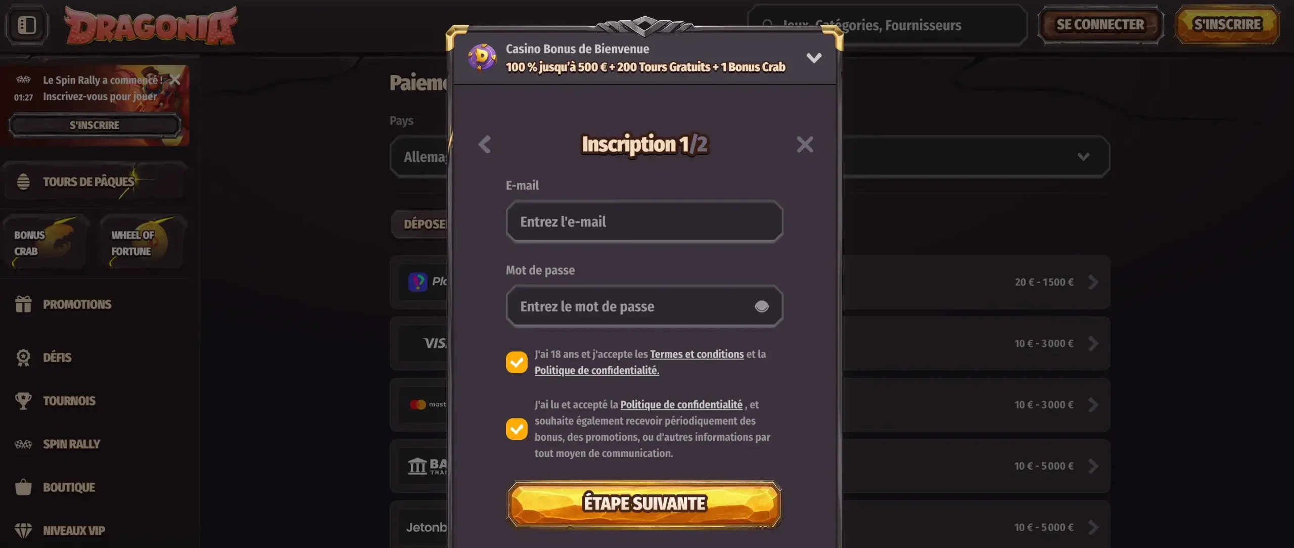 Gagnez gros et réussissez vos paris sur Dragonia Casino
